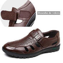 Cargar imagen en el visor de la galería, Sapato de Couro Aberto Masculino Antiodor Confort - Urbano Elite
