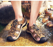 Cargar imagen en el visor de la galería, Sandália de Couro Masculina Ortopédica Antiderrapante - Urbano Elite
