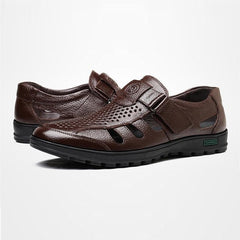 Sapato de Couro Aberto Masculino Antiodor Confort